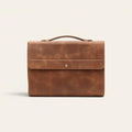 Crunch Leather Office Briefcase — Fits 15 - inch Laptop, Magnetic Flap - FountainEarth