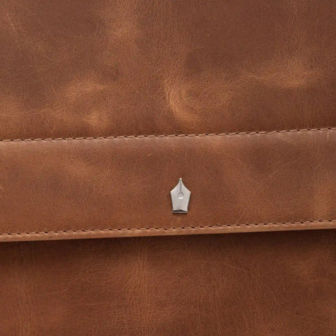 Crunch Leather Office Briefcase — Fits 15 - inch Laptop, Magnetic Flap - FountainEarth
