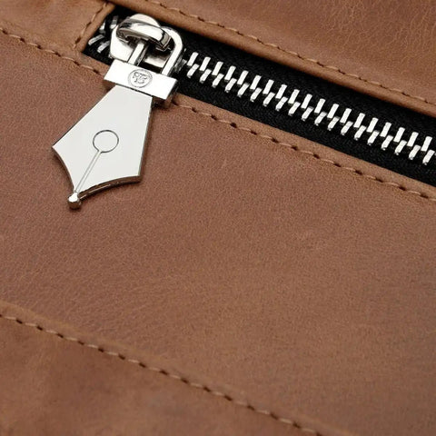 Crunch Leather Office Briefcase — Fits 15 - inch Laptop, Magnetic Flap - FountainEarth