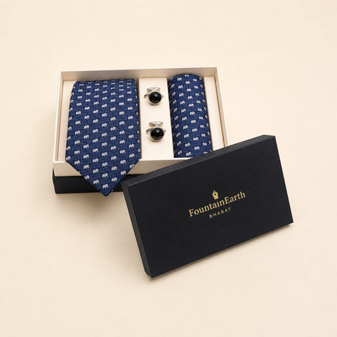 Elephant Print Tie Set - FountainEarth