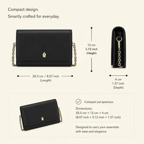 Eterna Recycled Leather Sling Bag for Women — Magnetic Flap, 6 Cards - FountainEarth