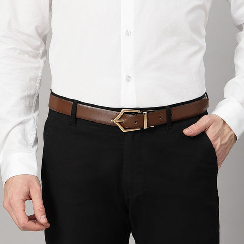 Executive Brogue Pattern Reversible Belt (Chestnut Gold) - FountainEarth