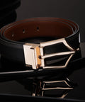 Executive Brogue Pattern Reversible Belt (Midnight Gold) - FountainEarth