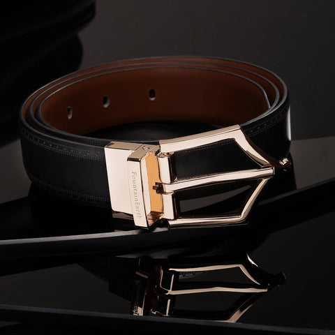 Executive Brogue Pattern Reversible Belt (Midnight Gold) - FountainEarth