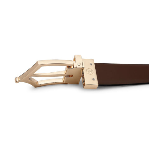 Executive Brogue Pattern Reversible Belt (Midnight Gold) - FountainEarth