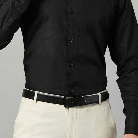 Executive Brogue Pattern Reversible Belt - Midnight Noir - FountainEarth