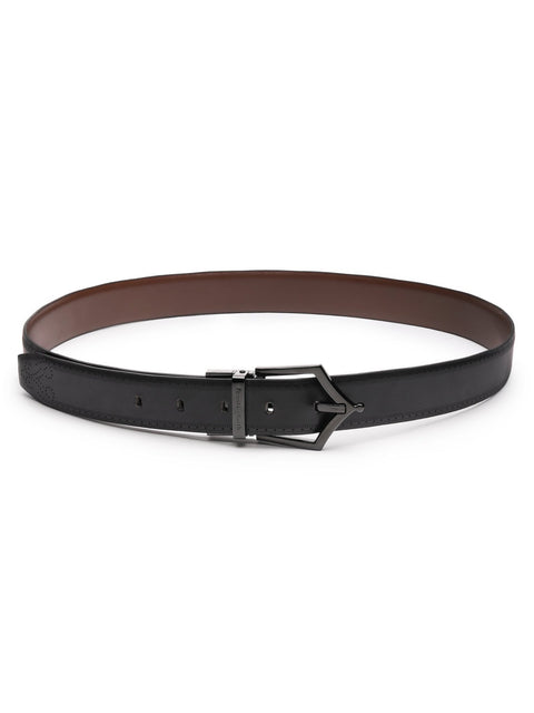 Executive Brogue Pattern Reversible Belt - Midnight Noir - FountainEarth