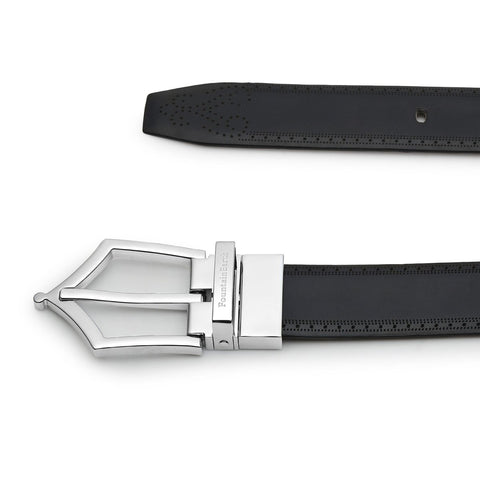 Executive Brogue Pattern Reversible Belt (Midnight Silver) - FountainEarth