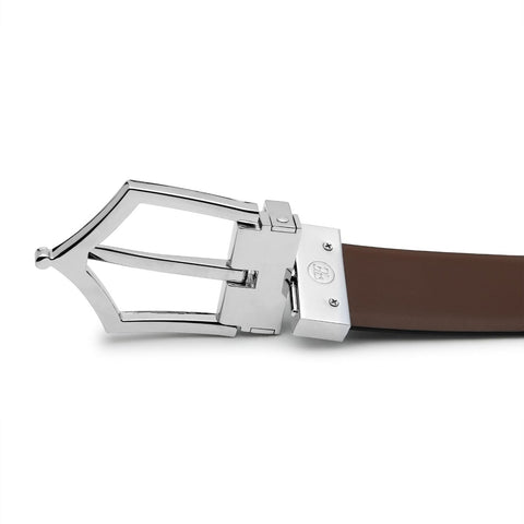Executive Brogue Pattern Reversible Belt (Midnight Silver) - FountainEarth