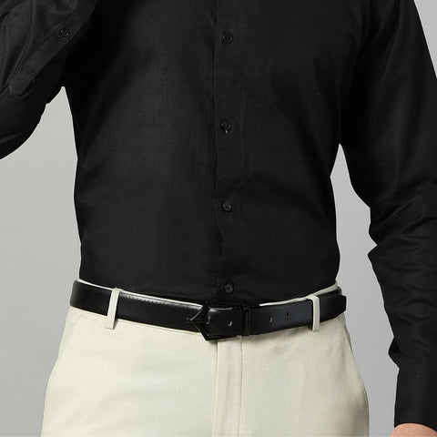 Executive Brogue Reversible Leather Belt (Midnight Black) - FountainEarth