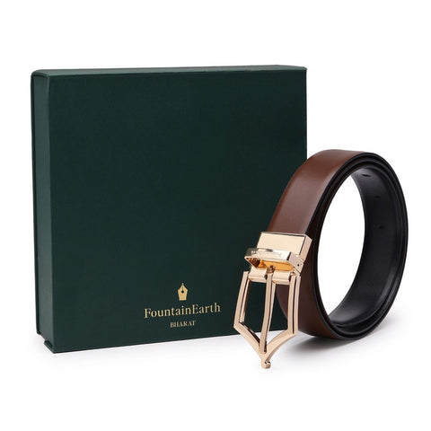 Executive Reversible Formal Belt (Chestnut Gold) - FountainEarth