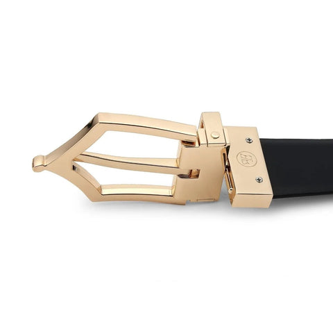 Executive Reversible Formal Leather Belt (Brown Gold) - FountainEarth