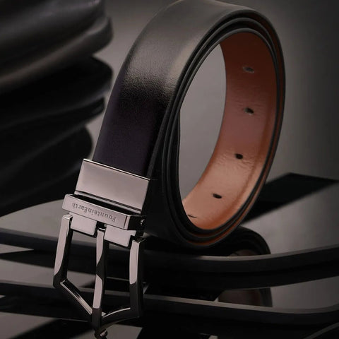 Executive Reversible Formal Leather Belt (Midnight Black) - FountainEarth