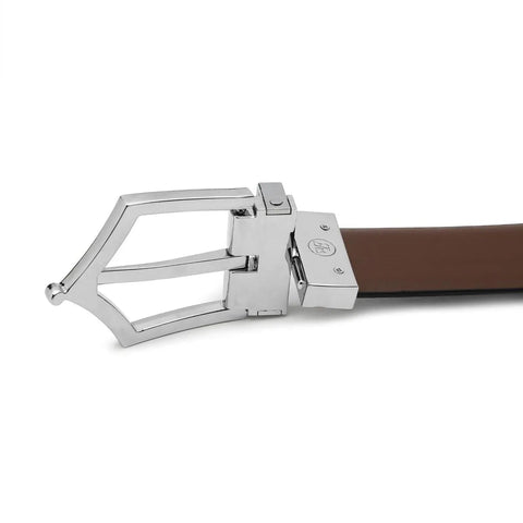 Executive Reversible Formal Leather Belt (Midnight Silver) - FountainEarth