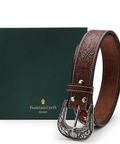 FountainEarth Red & White Diamond Beaded Leather Belt — Heritage, Handcrafted - FountainEarth