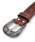 FountainEarth Red & White Diamond Beaded Leather Belt — Heritage, Handcrafted - FountainEarth