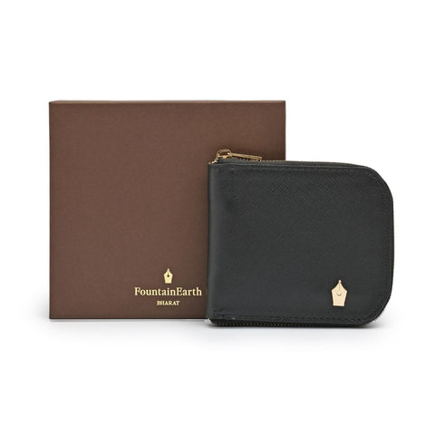 FountainEarth Signature Unisex Compact Zip Leather Wallet - FountainEarth