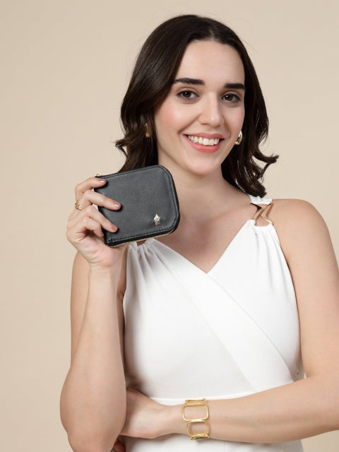 FountainEarth Signature Unisex Compact Zip Leather Wallet - FountainEarth