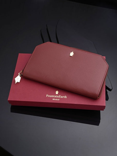 FountainEarth Signature Zip Leather Wallet for Women - FountainEarth