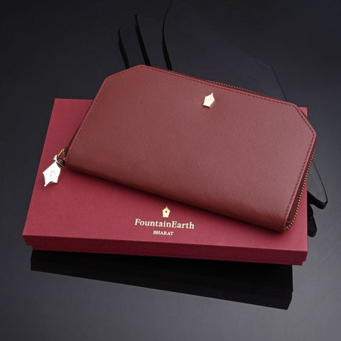 FountainEarth Signature Zip Leather Wallet for Women - FountainEarth