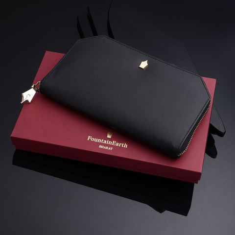 FountainEarth Signature Zip Leather Wallet for Women - FountainEarth