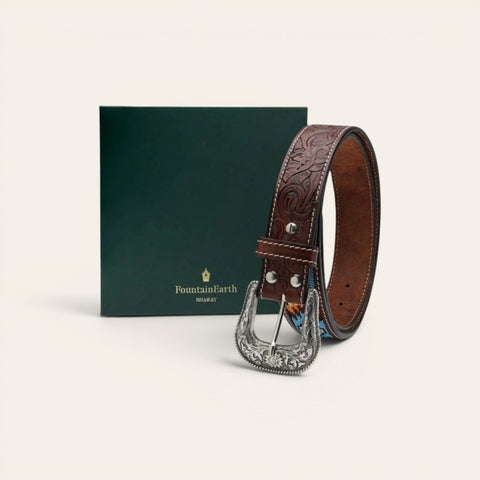 Gaucho Hand - Beaded Leather Belt - FountainEarth