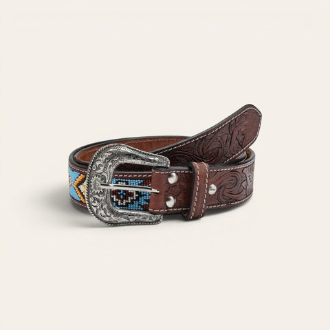 Gaucho Hand - Beaded Leather Belt - FountainEarth