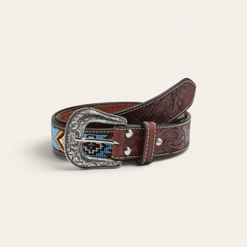 Gaucho Hand - Beaded Leather Belt - FountainEarth