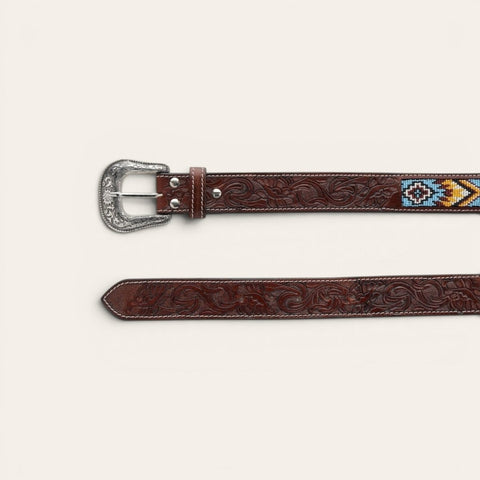 Gaucho Hand - Beaded Leather Belt - FountainEarth
