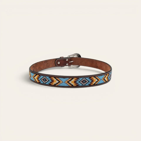 Gaucho Hand - Beaded Leather Belt - FountainEarth