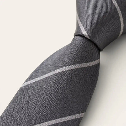 Grey Diagonal Stripe Tie Set — Tie, Pocket Square, Cufflinks - FountainEarth