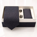 Grey Diamond Pattern Tie, Pocket Square & Cufflink Gift Set - FountainEarth