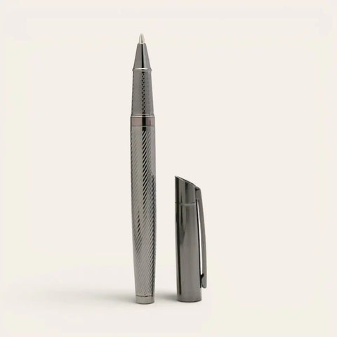 Gunmetal Diamond - Cut Brass Pen Set — Duo, 2 Pens, G2 Refill - FountainEarth