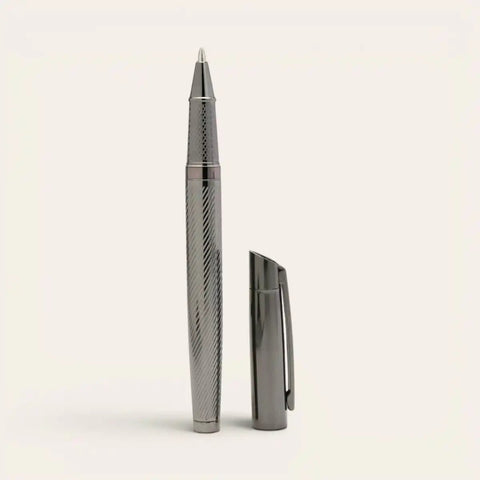 Gunmetal Diamond - Cut Brass Pen — Solid Brass, G2 Refill - FountainEarth