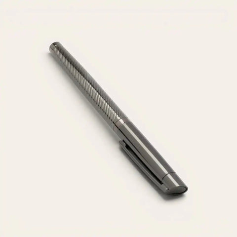 Gunmetal Diamond - Cut Brass Pen — Solid Brass, G2 Refill - FountainEarth