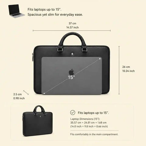 Lexor Ultra Slim Leather Laptop Sleeve — Fits 15" Laptop / 12.9" Tablet - FountainEarth