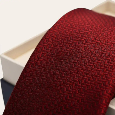 Maroon Self - Pattern Tie Set — Tie, Pocket Square, Cufflinks - FountainEarth
