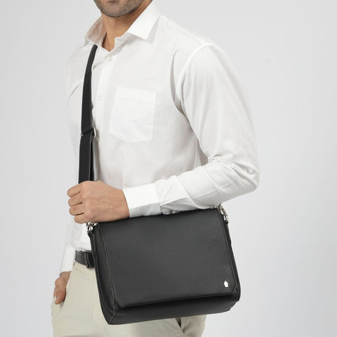 Meridian Recycled Leather Messenger Bag for Men and Women - FountainEarth