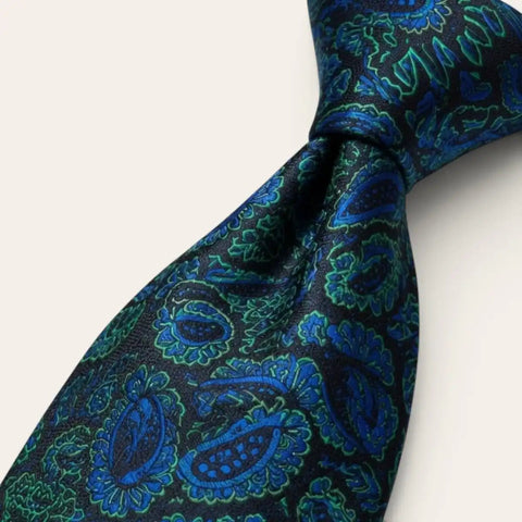 Navy Abstract Print Tie Set — Tie, Pocket Square, Cufflinks - FountainEarth