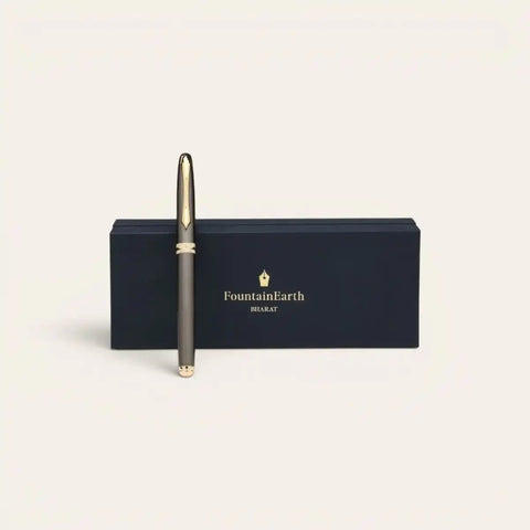 Olive Luxe Gold Brass Pen — Solid Brass, Schmidt Refill - FountainEarth