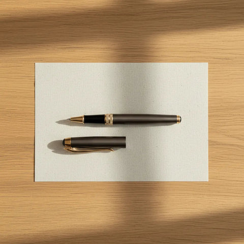 Olive Luxe Metal Body Roller Ball Pen with Golden Finish - FountainEarth