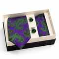 Premium Purple Abstract Tie, Pocket Square and Cufflink Set - FountainEarth