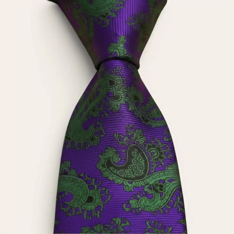 Purple Abstract Print Tie Set — Tie, Pocket Square, Cufflinks - FountainEarth