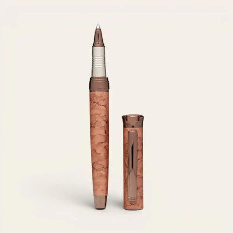 Rare Marble Brass Pen — Hand - Marbled, Schmidt Refill - FountainEarth