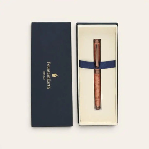 Rare Marble Brass Pen — Hand - Marbled, Schmidt Refill - FountainEarth