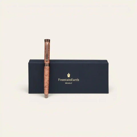 Rare Marble Brass Pen — Hand - Marbled, Schmidt Refill - FountainEarth