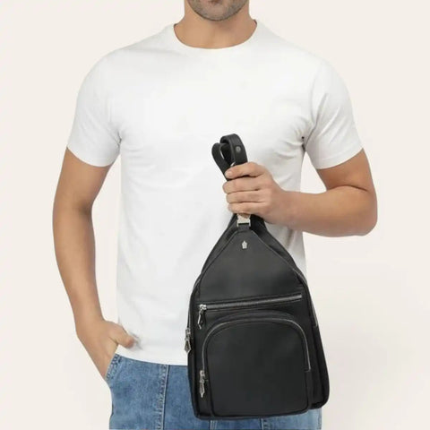 Recraft 2 - in - 1 Convertible Recycled Leather Bag — Backpack + Sling - FountainEarth