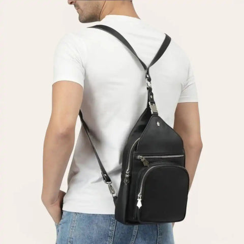 Recraft 2 - in - 1 Convertible Recycled Leather Bag — Backpack + Sling - FountainEarth