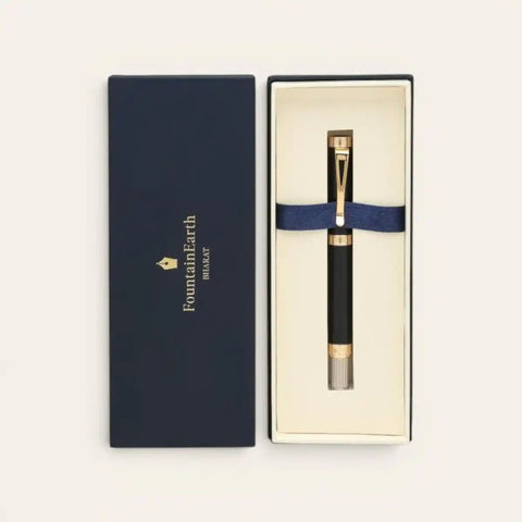 Royal Black Magnetic Brass Pen — Solid Brass, Schmidt Refill - FountainEarth