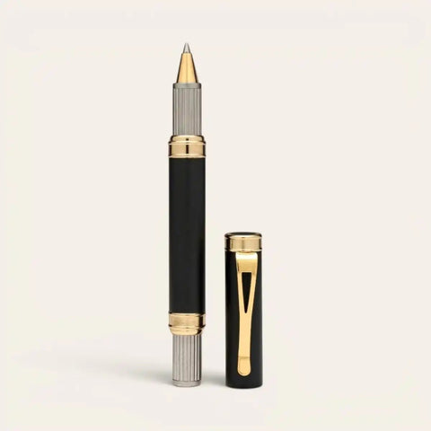 Royal Black Magnetic Brass Pen — Solid Brass, Schmidt Refill - FountainEarth